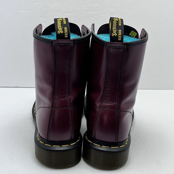 Dr. Martens 1460 Smooth Leather Lace Up Ankle Boots Cherry Red Size 7 Comfy Shoe - Picture 5 of 10